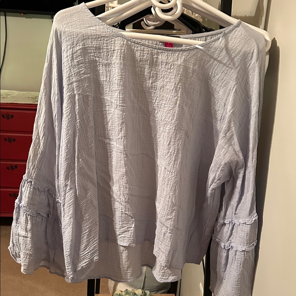 Vince Camuto Light Blue Blouse with Ruffled Sleeves